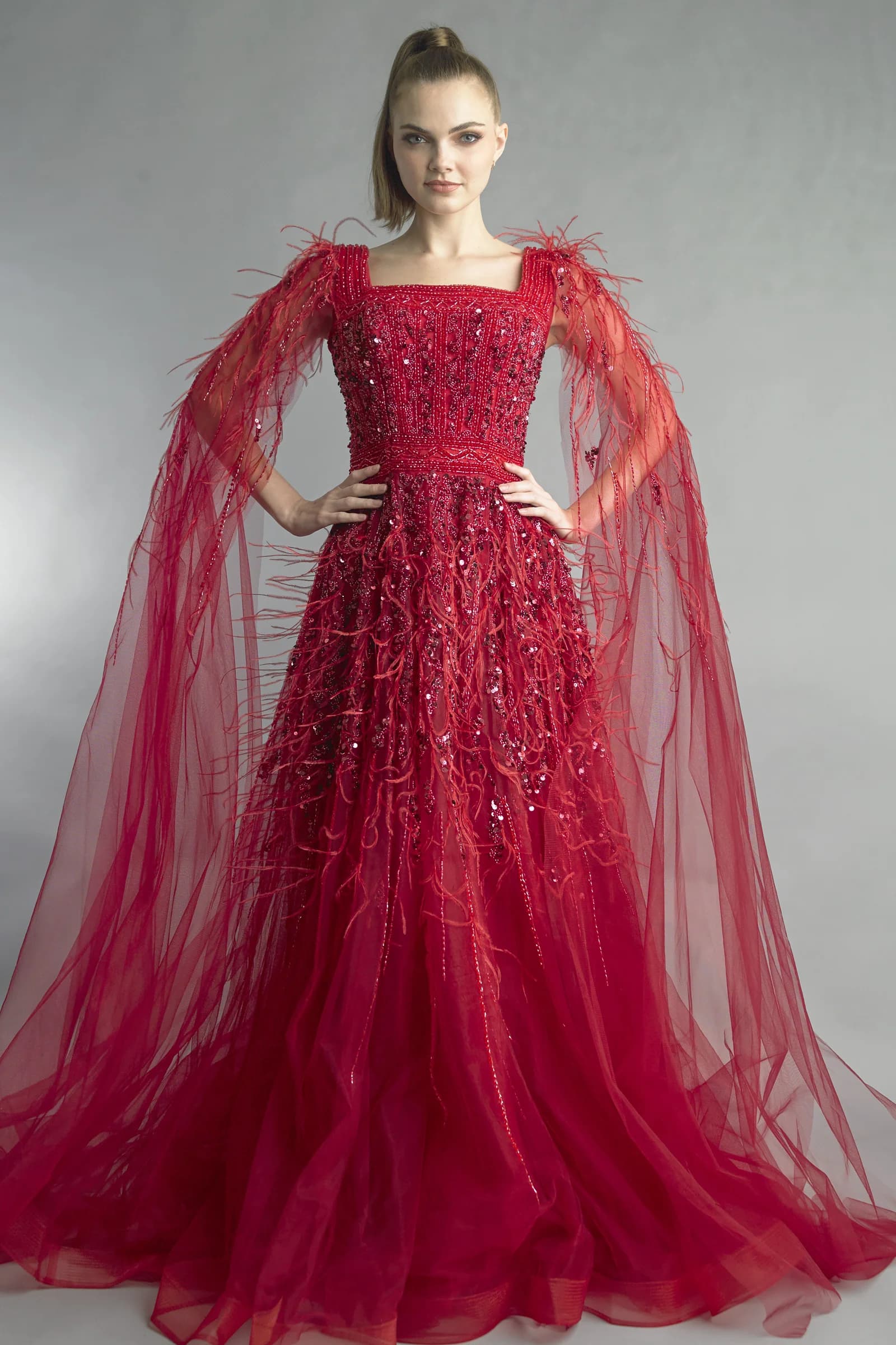 Sequin Cape Gown view 2
