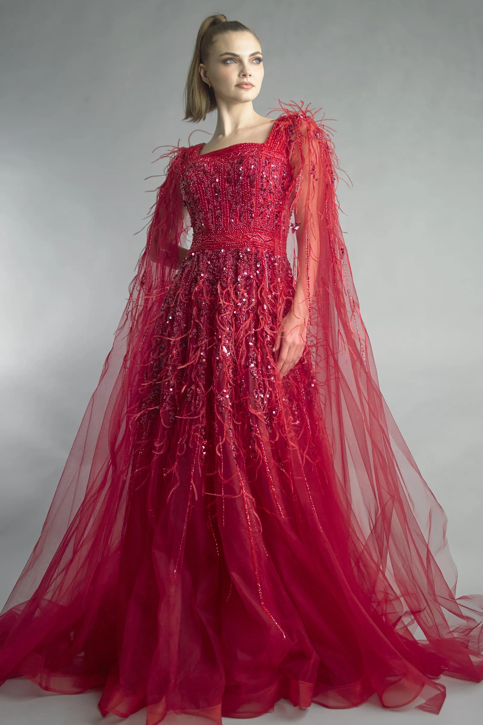 Sequin Cape Gown view 3
